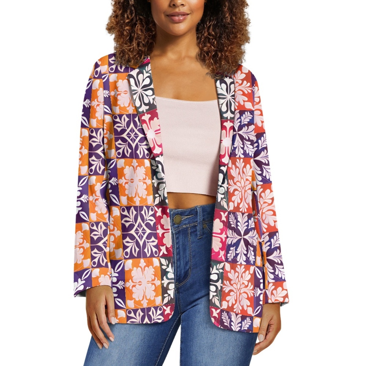 2024 Latest Customization Hawaii Quilt Design Fashionable Exquisite Luxurious Elite Women's Casual Suit Jacket Print On Demand