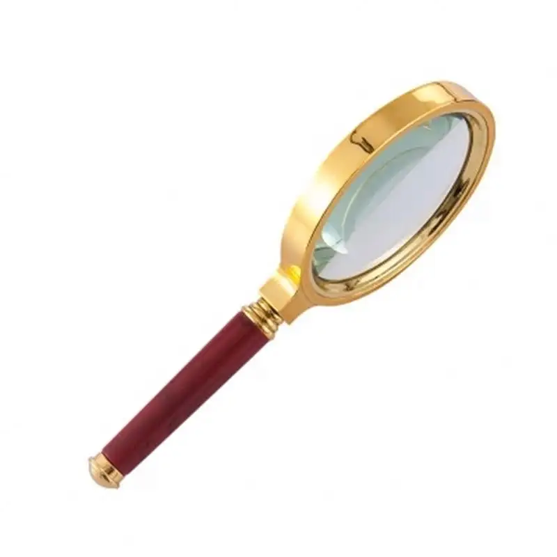 Handheld 10X Magnifying Glass Portable Magnifier 60mm 70mm 80mm 90mm Retro Handle Eye Loupe Glass