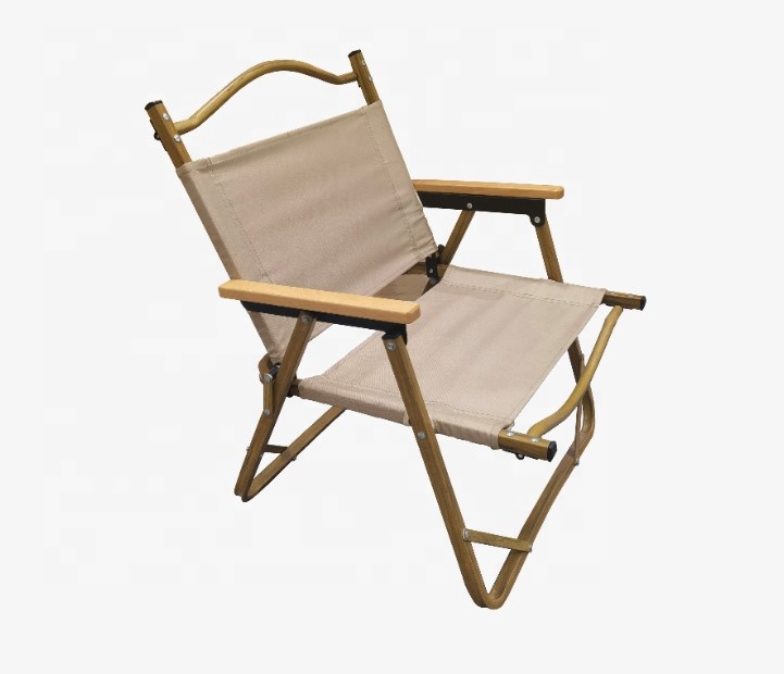 Outdoor Portable Wood Grain Aluminum Frame Folding Camping Chair