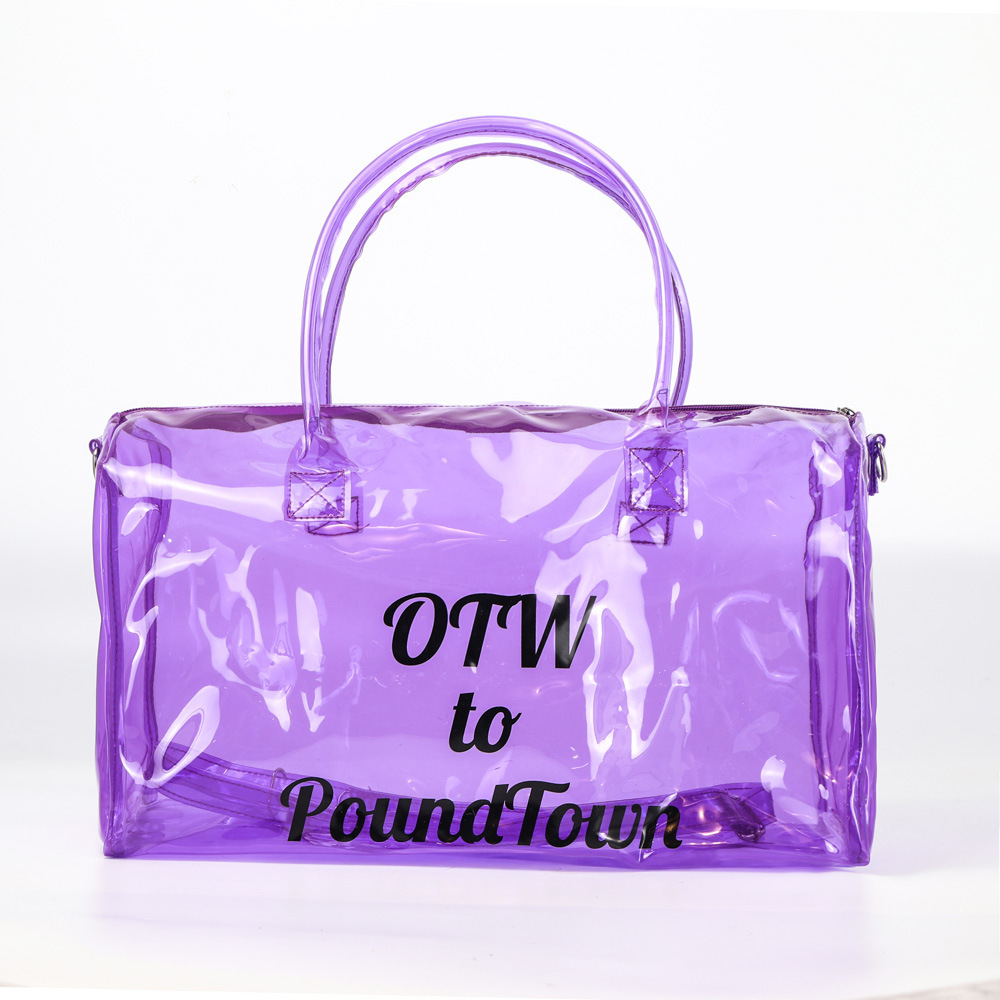 Hot Sell clear duffle Tote Spend A Night Handbag Gym Bag Pvc Transparent Colorful Silicone Jelly Make Up Holographic Duffle Bag