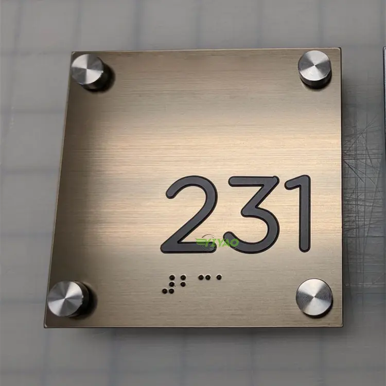 YIYAO engraved electroplate brushed corrosion logo braille door sign