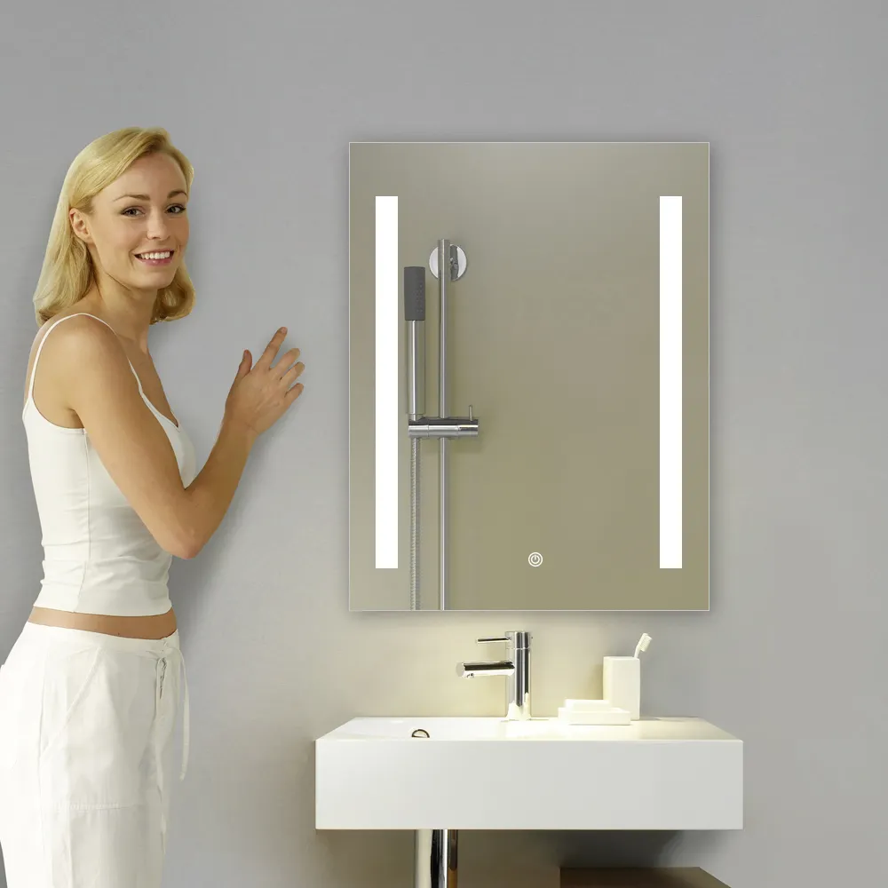 Mirrored Bathroom Vanity Hot Sale China Factory Cheap Touch Screen Vanity Lighting Dimmable Smart Led Light Bathroom Mirror