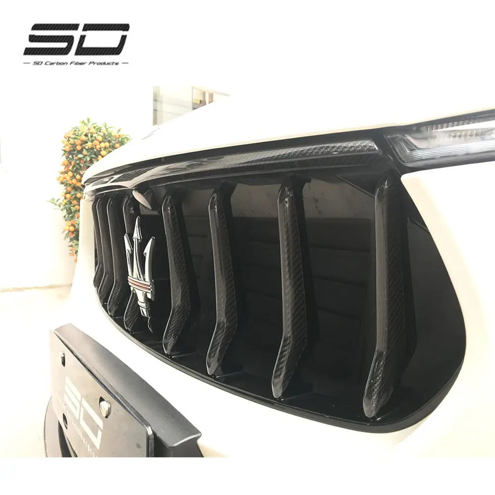 Mansory Design Dry Carbon Fiber Front Center Grille Decoration Cover Frame for Maserati Levante 9 pieces/set