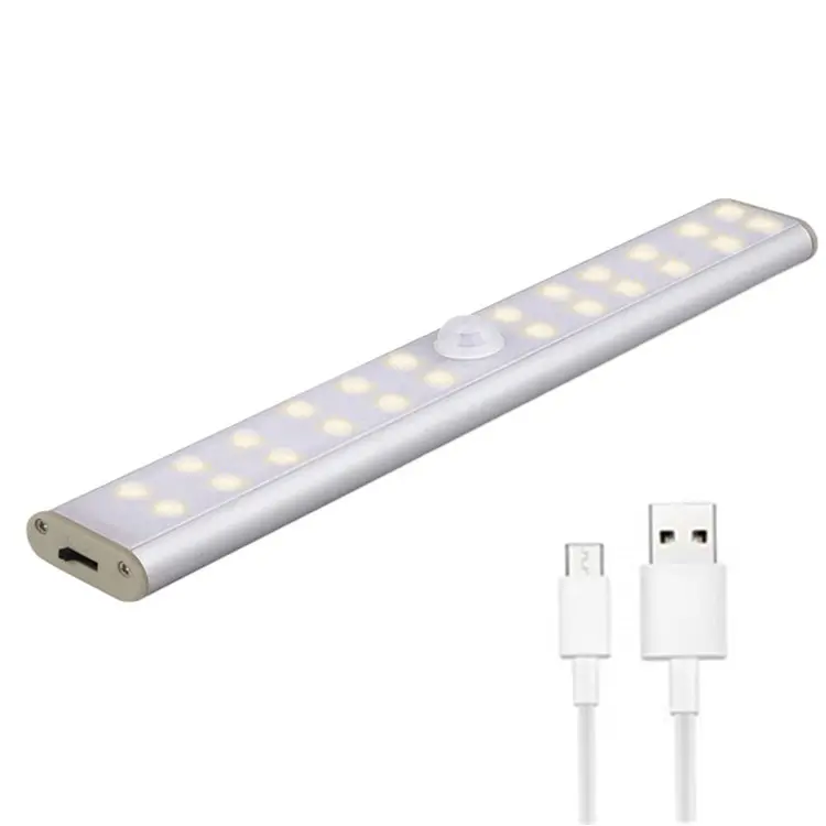 24-LEDs Rechargeable Warm White Wireless Closet Night Lighting Table Cabinet Bookcase Lamp LED Motion Sensor Light