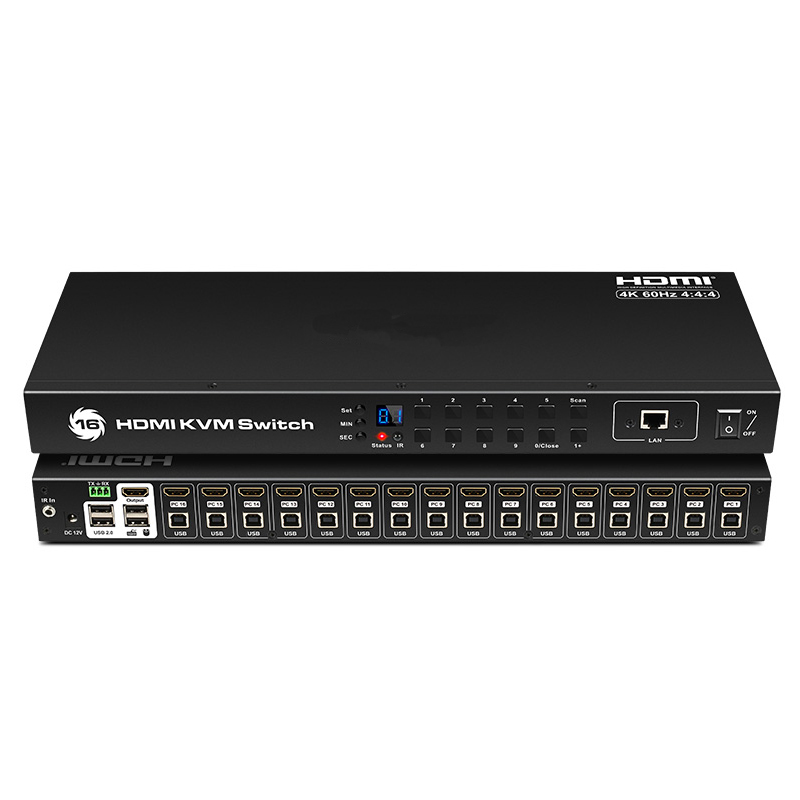 USB 2,0 3840*2160 @ 60 Гц Ultra HD 18 Гбит/с 16x1 HDMI KVM switch с поддержкой IR