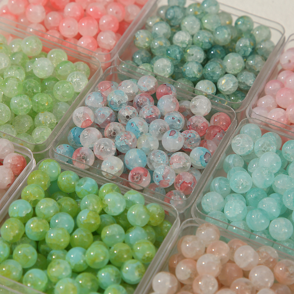 Professional Manufacturer Round Shape Glass Beads Type Glass Material Bracelet Wholesale Mixed Glass Beads