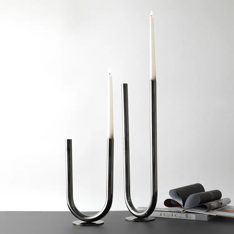 Wholesale luxury black metal creative candle stick holder religious candle holder for home decor accessories