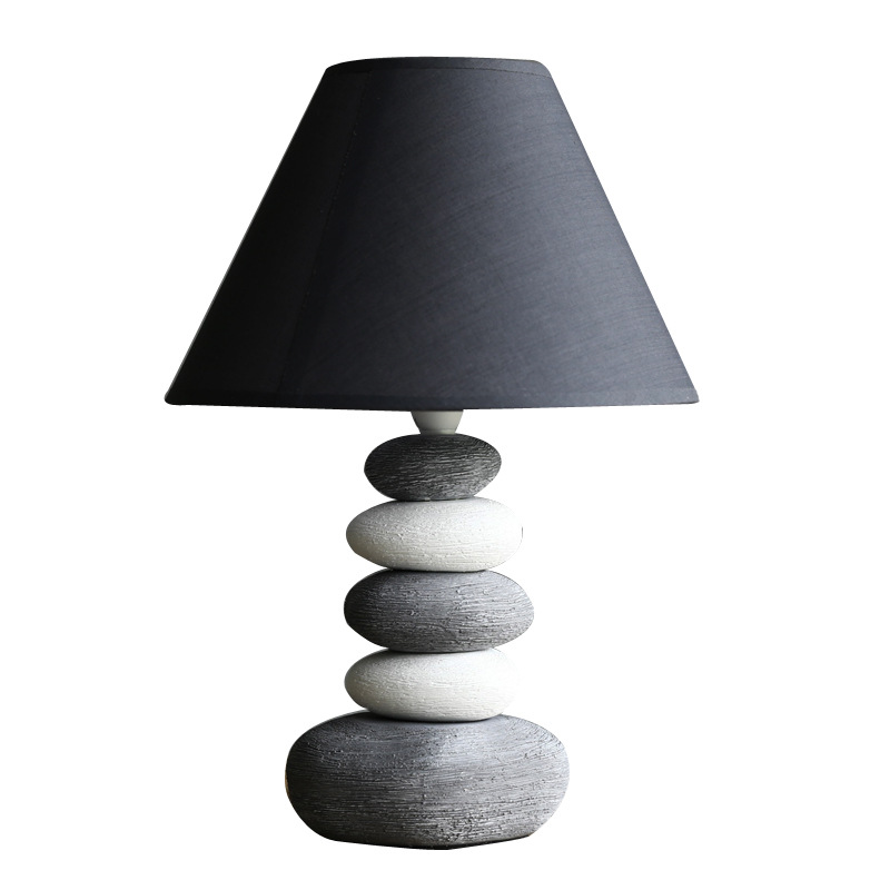 Simple Grey Lamp Shade Table Light Ceramic Stone Design Desk Lamp for Living Room
