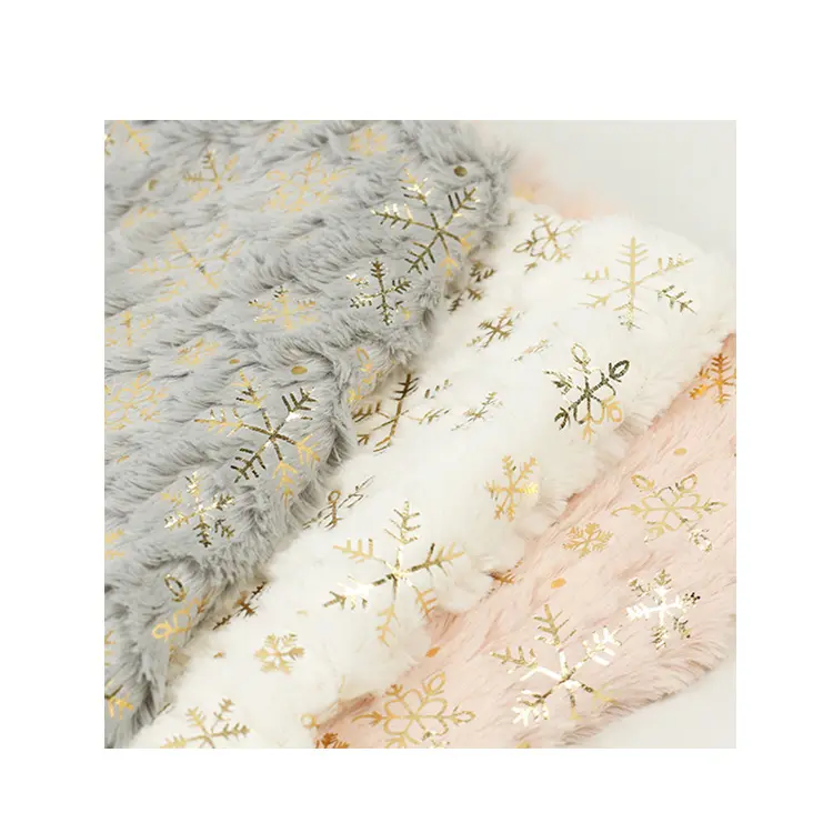 KINGCASON Piel De Conejo Wholesale Free Sample Snowflake Bronzing Short Pile White Artificial Fake Faux Fur For