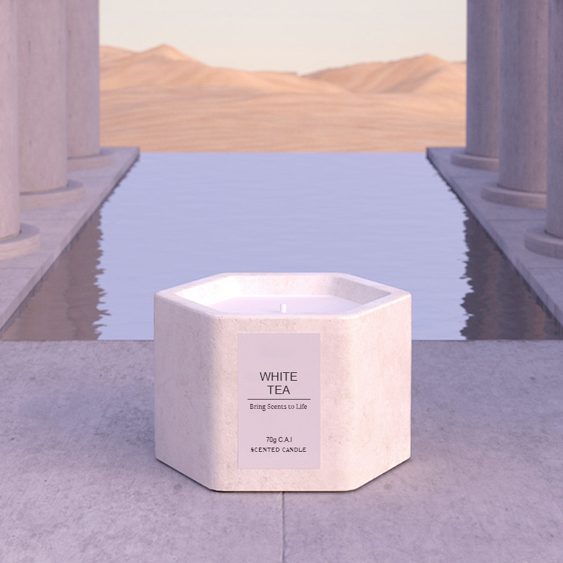 Advanced hexagonal design wholesale new opaque matte cement concrete candle jar unique candle jars