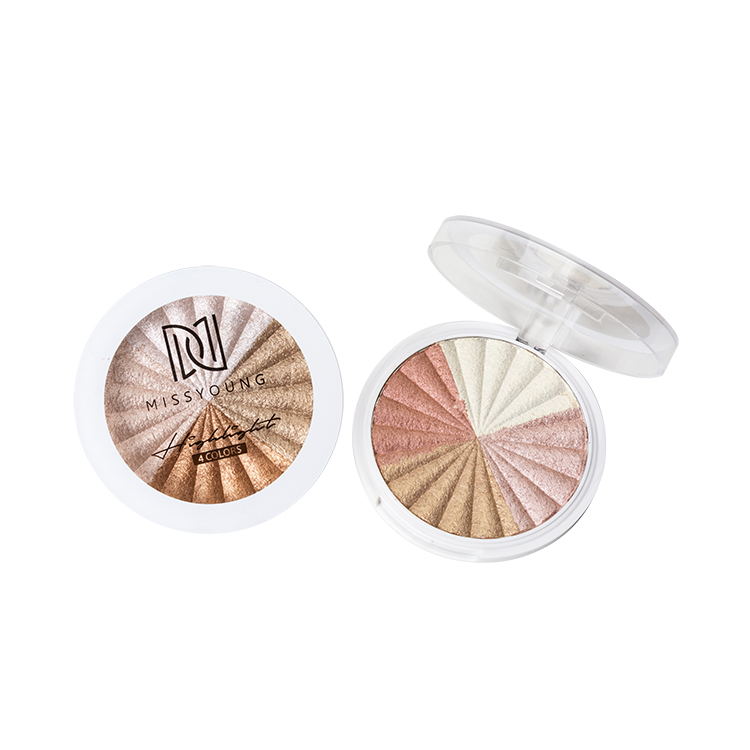 Wholesale 4 colors highlighter palette high pigmented face makeup pressed bronze powder