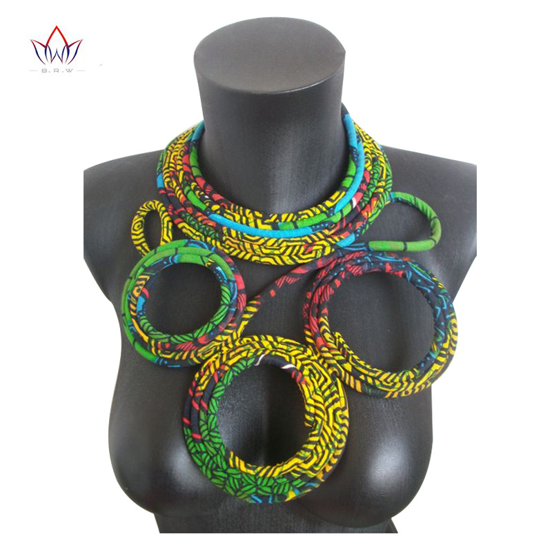 Fashion African Ankara Handmade Rope Necklaces for Women African Style Java Wax Print Necklace WYB117