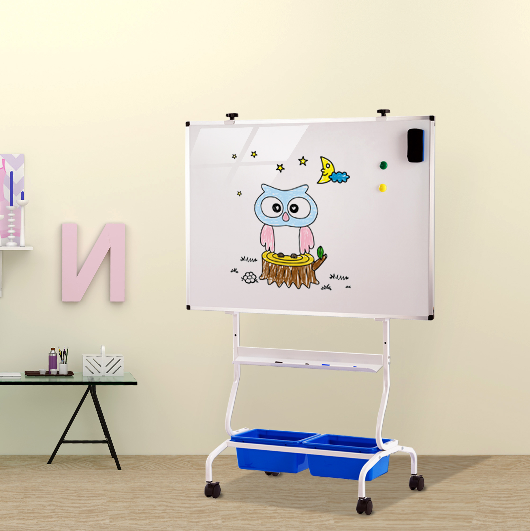 Children's whiteboard with aluminum frame