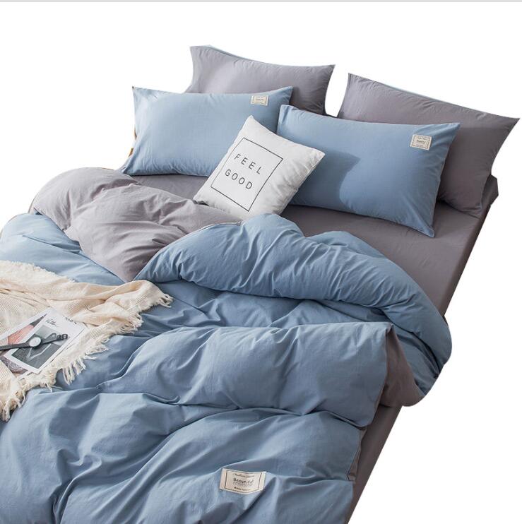 Solid Color Bedding Set High Quality Skin Friendly Fabric Duvet Cover Set Single Double King Size Quilt Cover Set 3pcs/4pcs