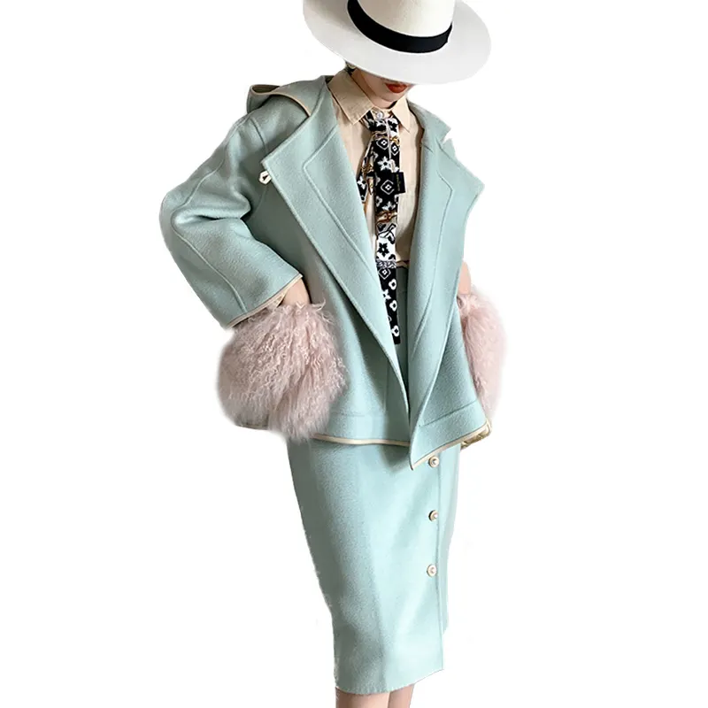 Модный элегантный кашемировый пиджак, костюмы из 2 предметов, женский шерстяной кашемировый костюм