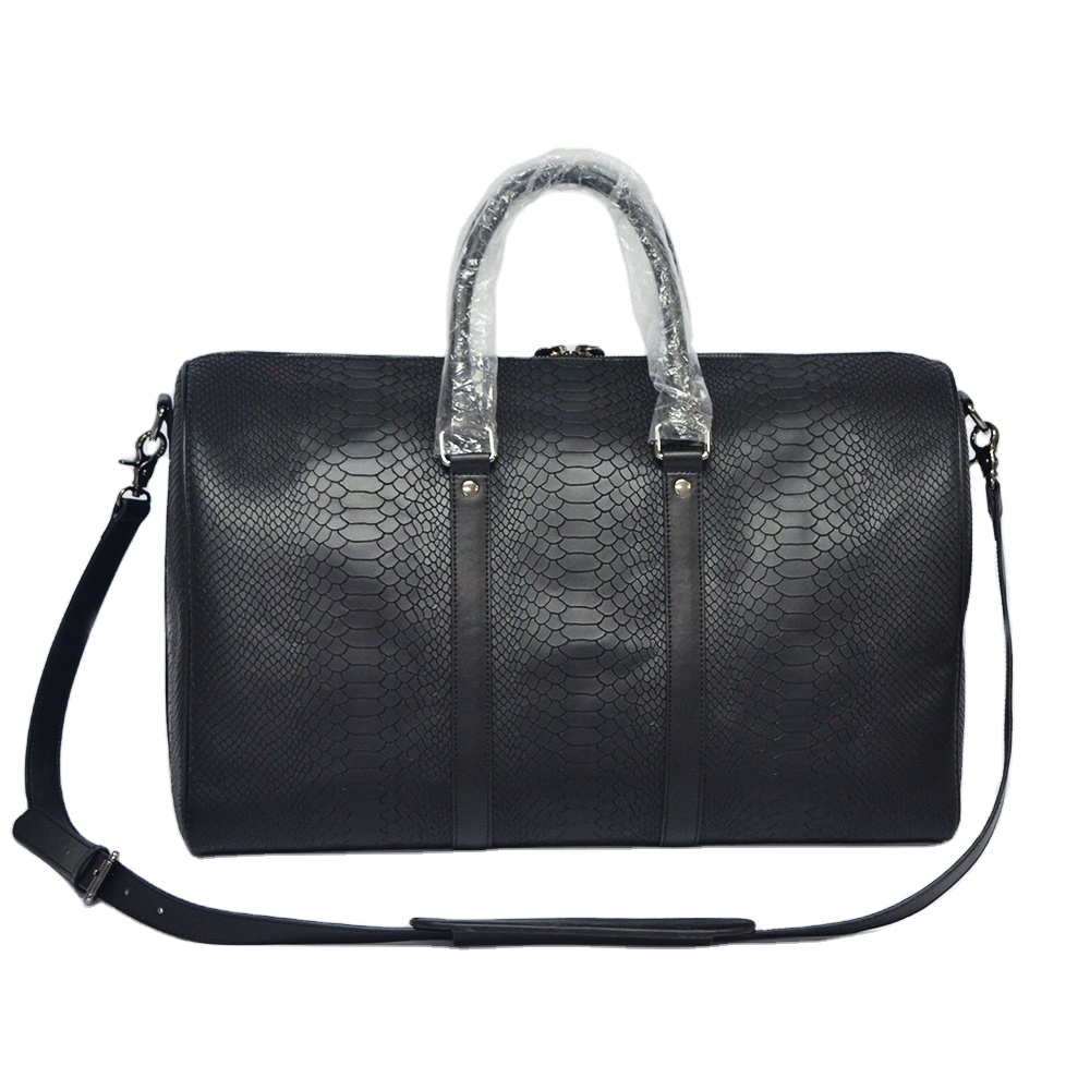 Wholesale Custom Snake Skin Style Leather Crockadile python Duffel Bag Oem Gym Sports Travel Weekend Tote Duffle Bag