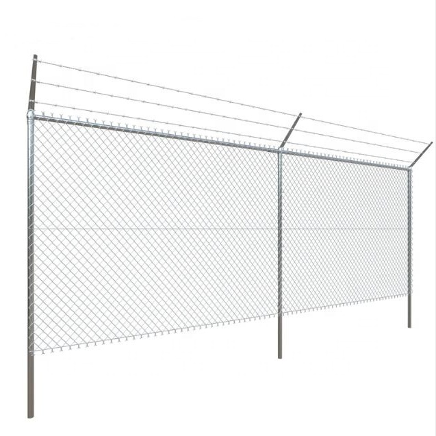 Wholesale High Security Galvanized Chain Link Fence Cost With Barbed Wire On Top