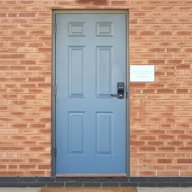UL Listed 3 hour commercial Entry fire rated door Gray Primed 6-Panel Embossed Hollow Metal Fire Resistance Door