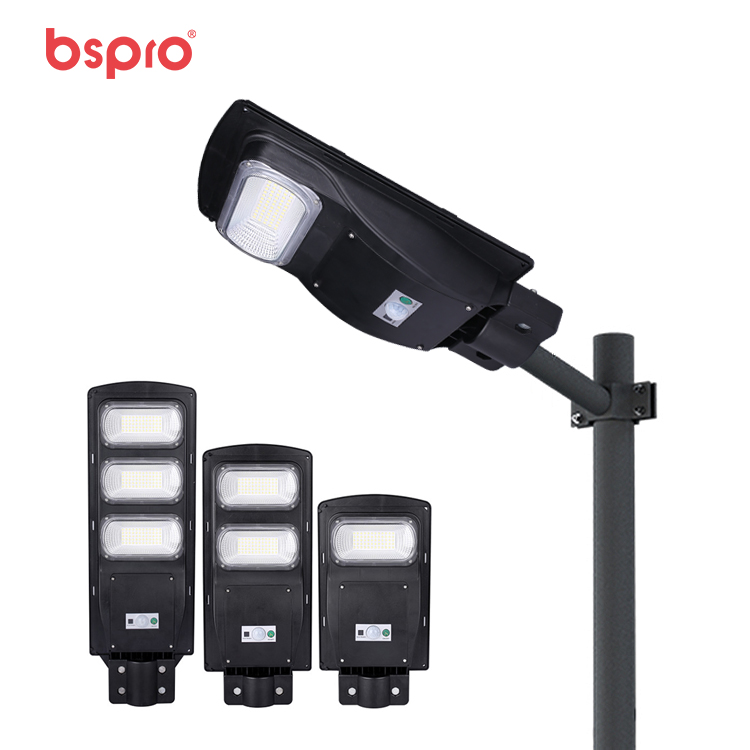 Bspro все в одном лампа ip65 водонепроницаемая наружная солнечная энергетическая система 90 Вт 120 Вт 180 Вт солнечные светодиодные уличные фонари