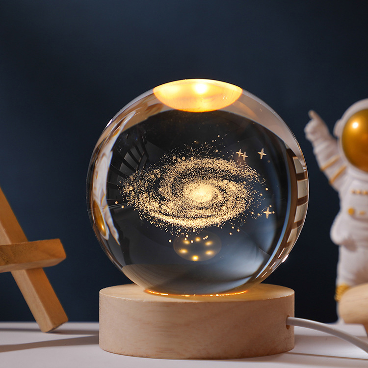 popular cloud rain astronaut earth Moon Saturn universe mini 3D Crystal present Ball crystal crafts Night Lamp light