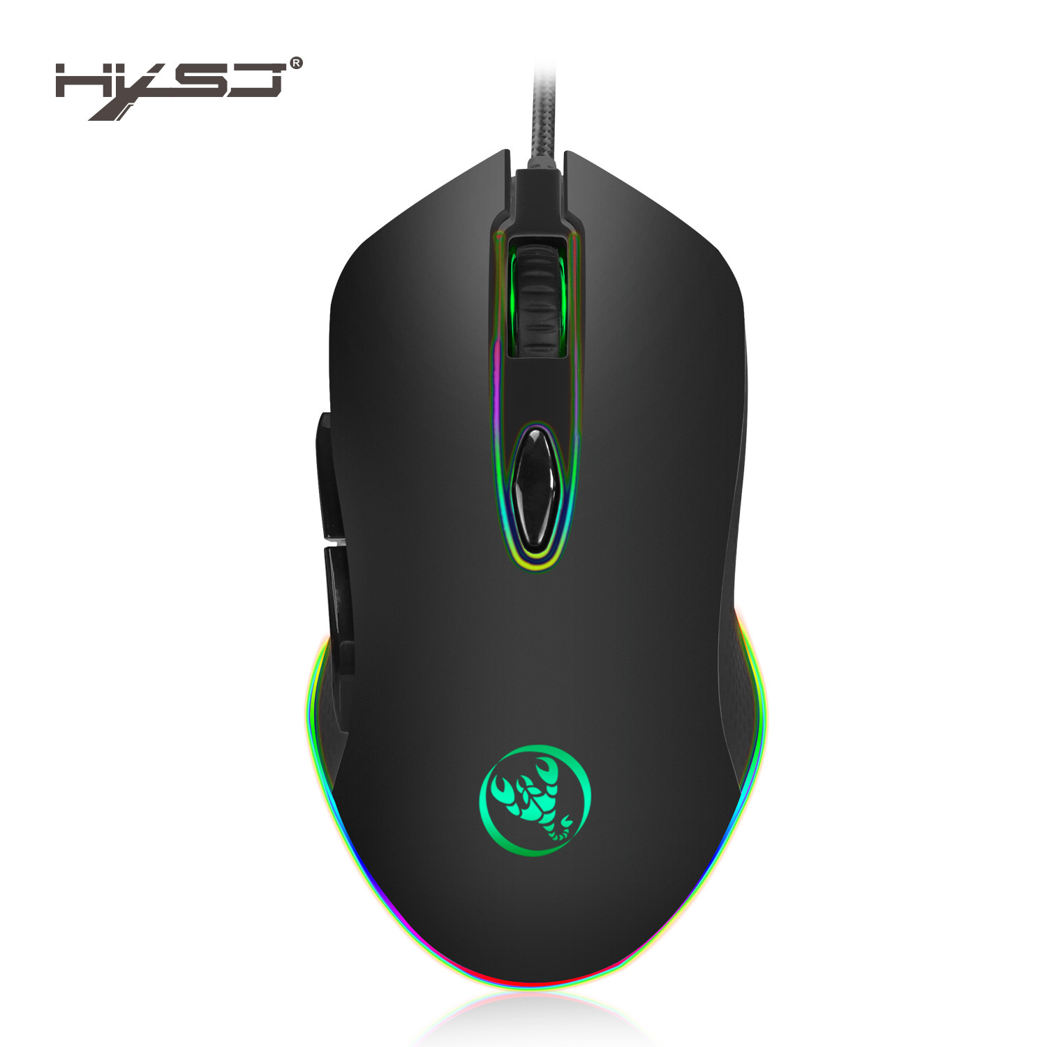 HXSJ программируемая игровая мышь 4800 точек/дюйм 6 кнопок RGB подсветка USB Проводная оптическая мышь для геймеров для ПК компьютера ноутбука