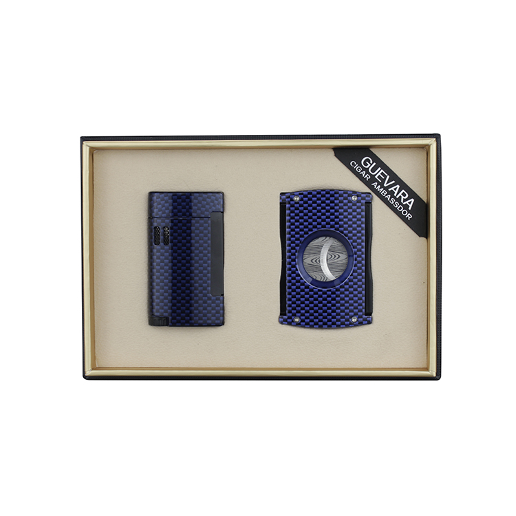 Guevara Lightweight fashion carbon fiber cigar lighter cutter accessories set