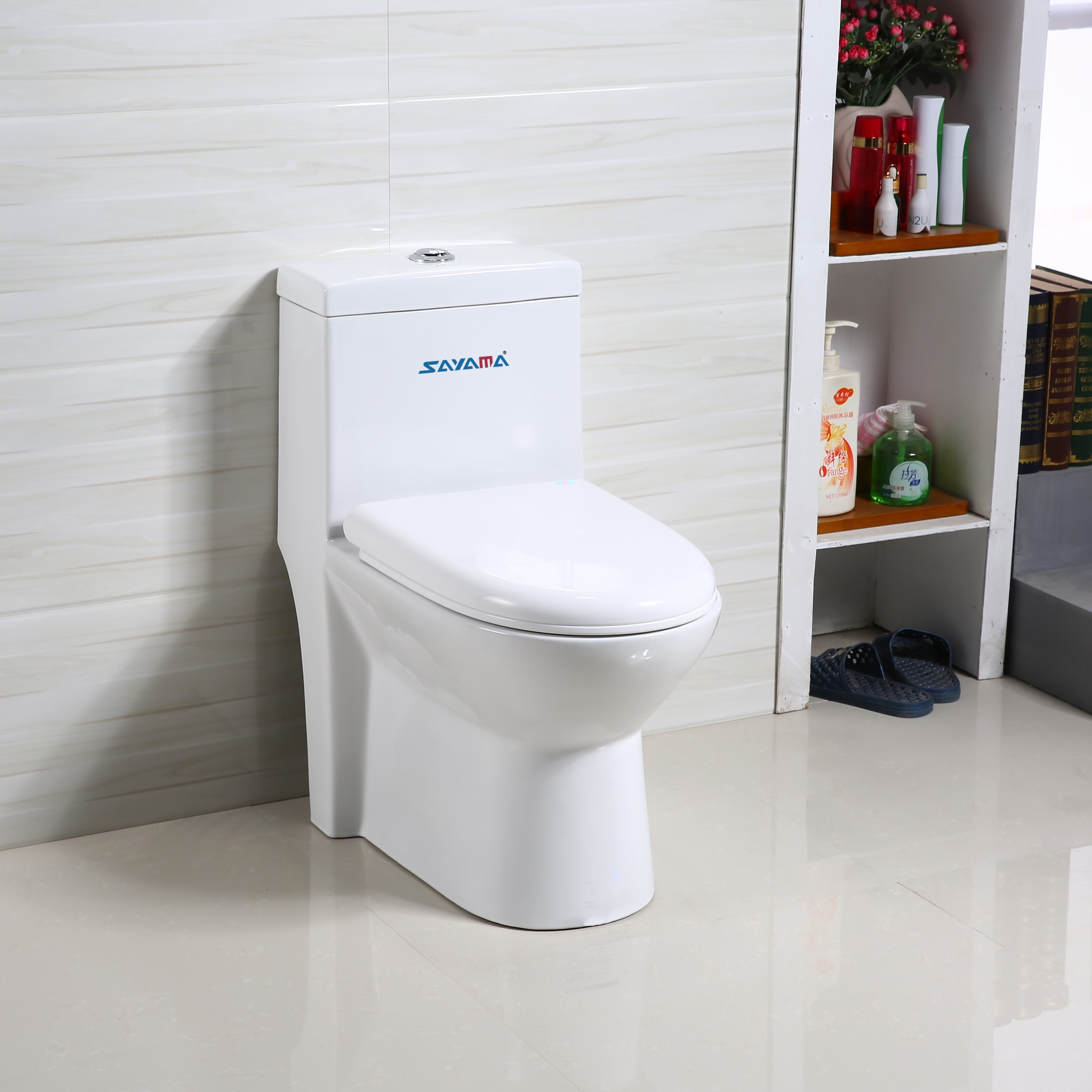 Горячая продажа OEM Siphonic wc унитаз с s-образной ловушкой двойной смывной цельный белый шкаф