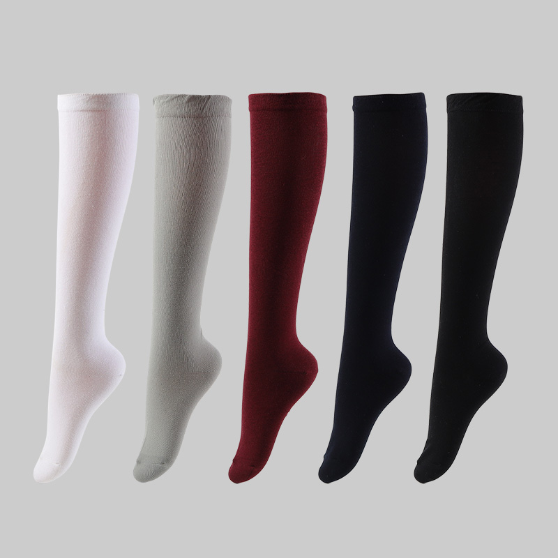 Youthful And Energetic Cotton Knee High Uniform Young White Girl Knee Sock