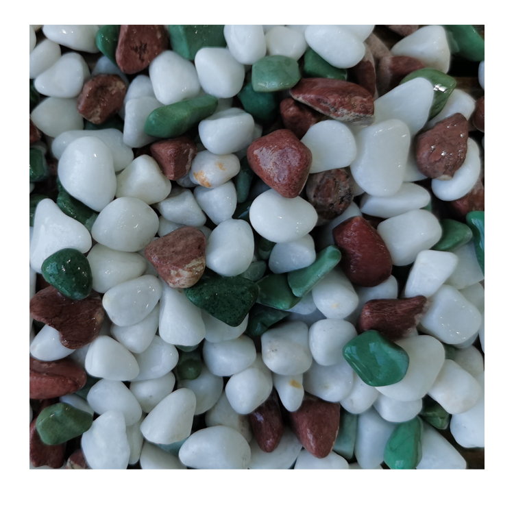 high quality and lower price rolled natural mixed color landscaping pebble ball stone