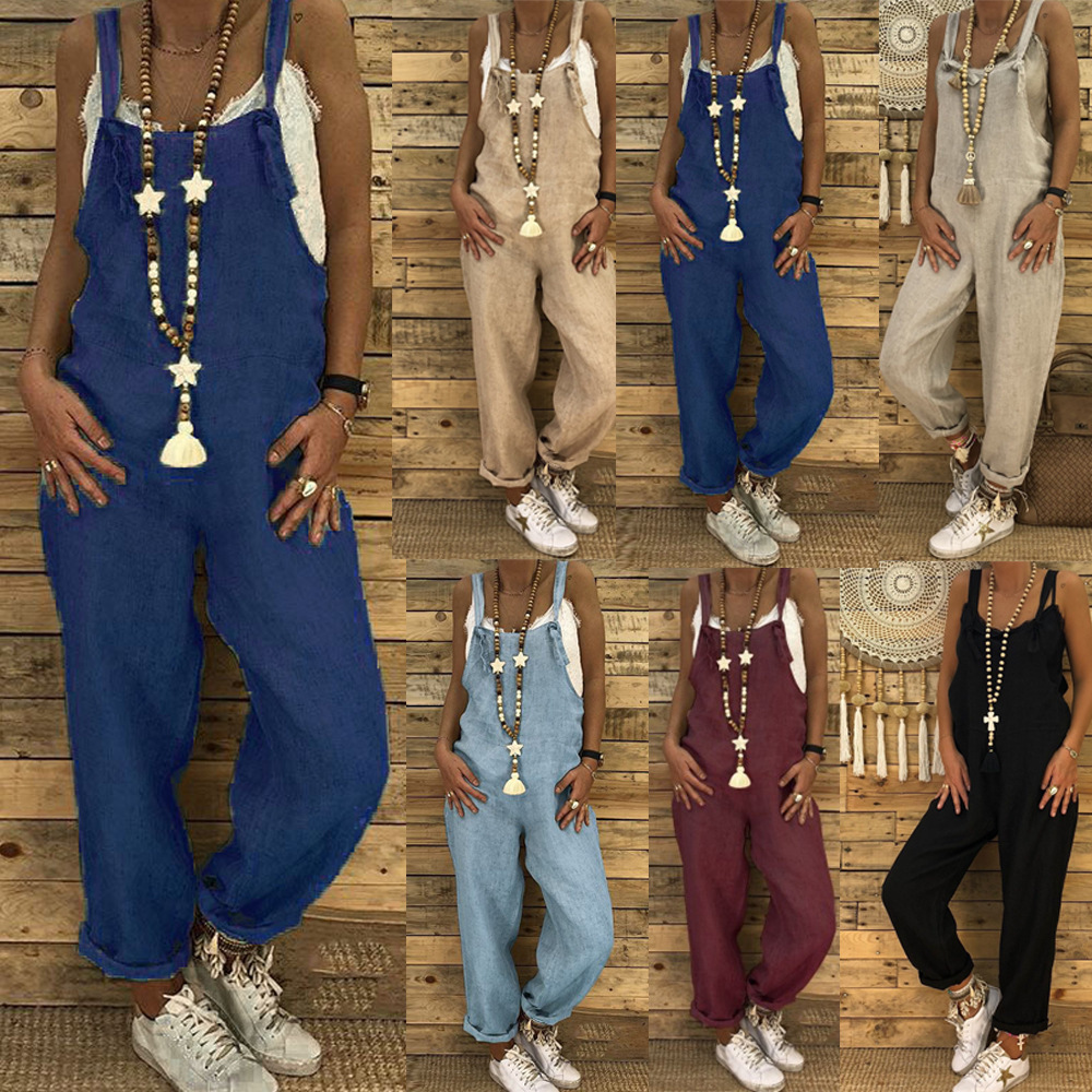 Horse Racing 2020 new women's fashion casual loose suspender JumpsuitChaps