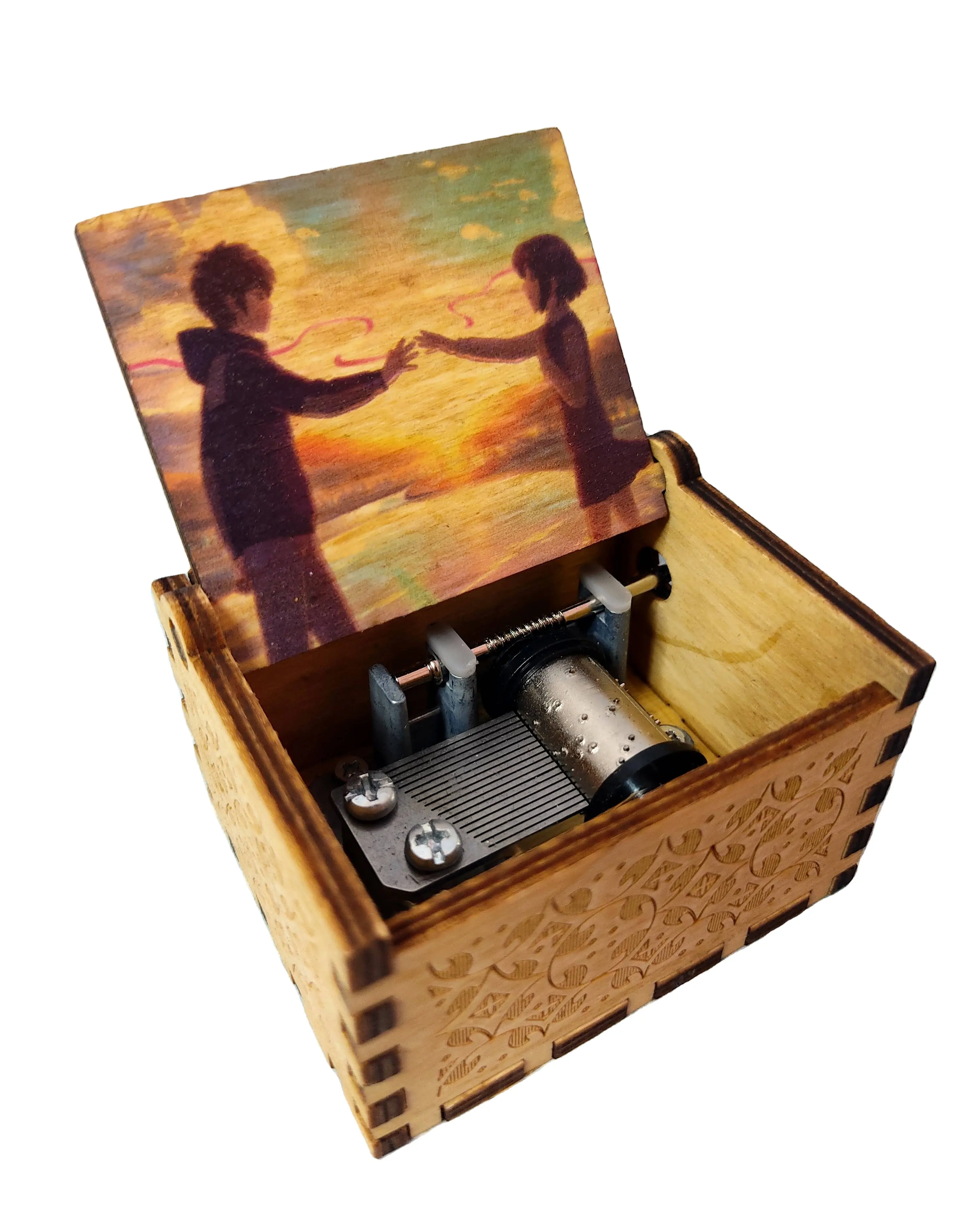 Wholesale Musical Box Wooden Hand Crank Box Music Custom Song Music Box