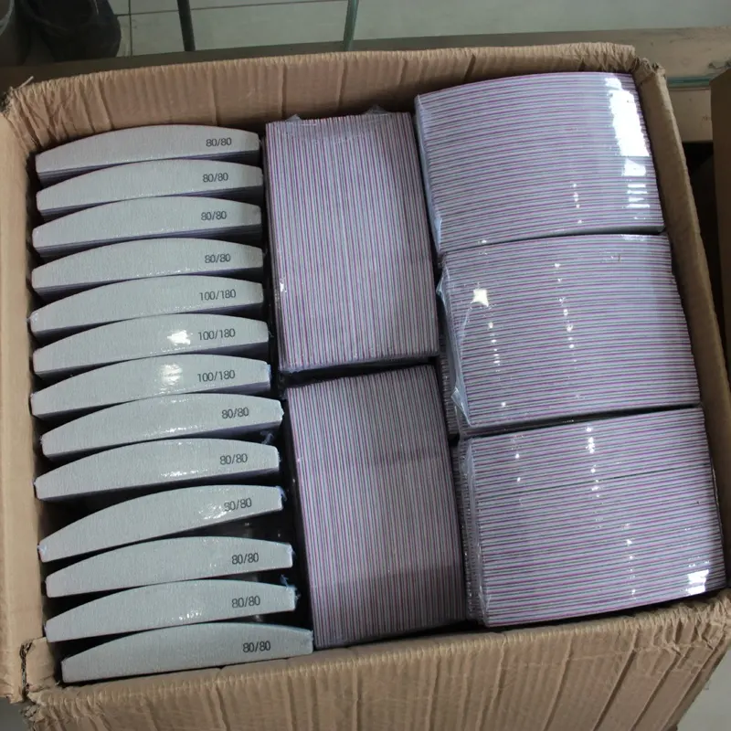 180/100 японские двухсторонние пилочки для ногтей Zebra Half Moon, многоразовые пилочки для ногтей 80/80 из зернистости Zebra 100 180 с японской наждачной бумагой