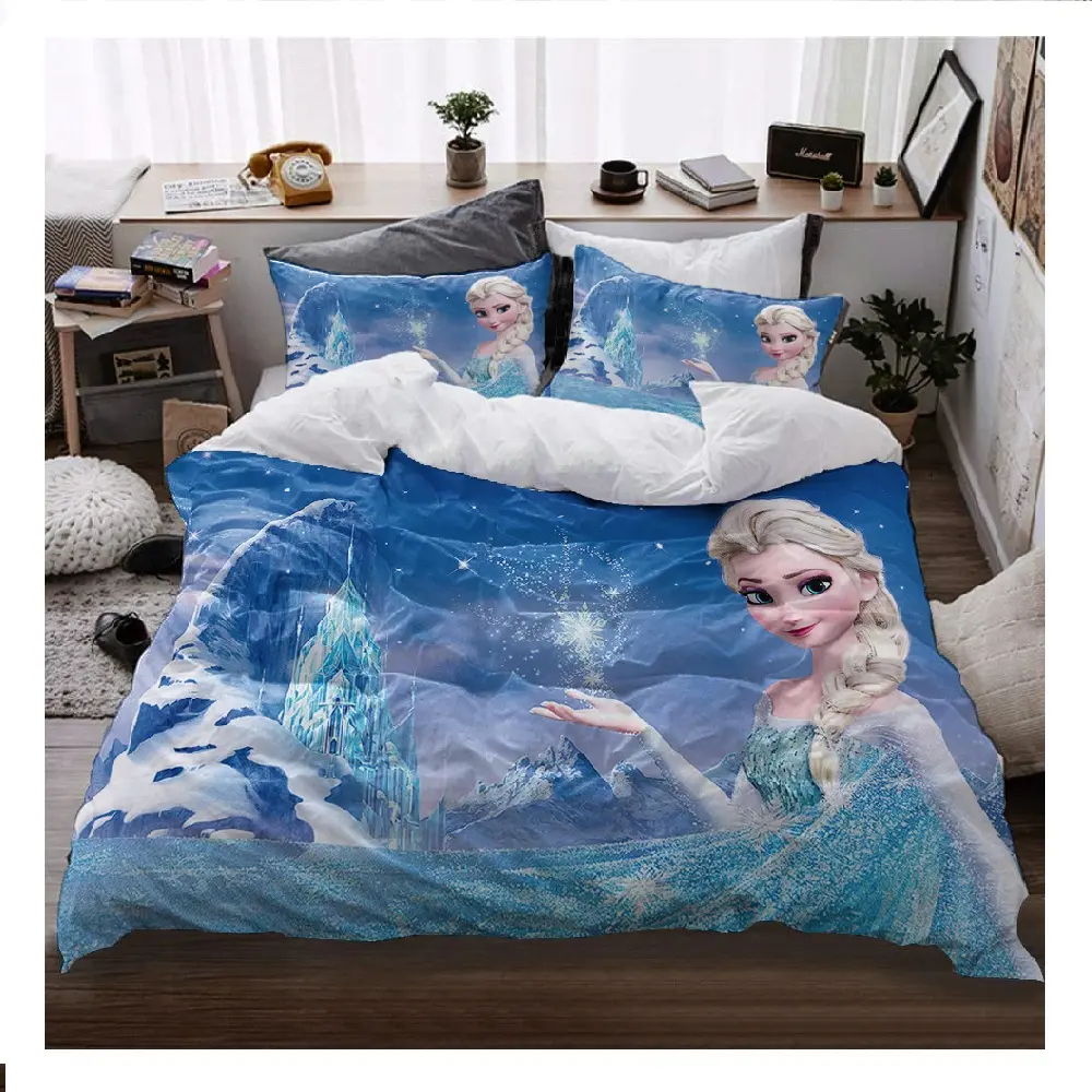 3D Princess Printed Bed Set Bedclothes Children Girl Bed Set Bed Duvet Cover Pillowcase for Teens Bedding set