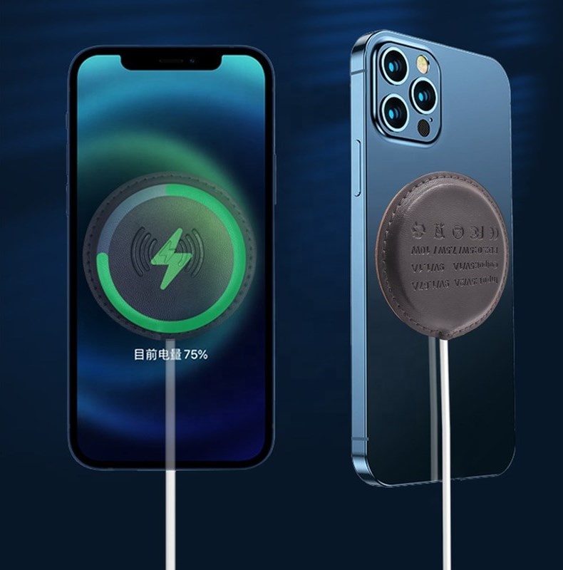 Натуральная кожа зарядное устройство 15 Вт Кабель USB Type-C с функцией быстрой беспроводной Чехлы для мобильного телефона с магнитной защелкой зарядное устройство длятелефона 12