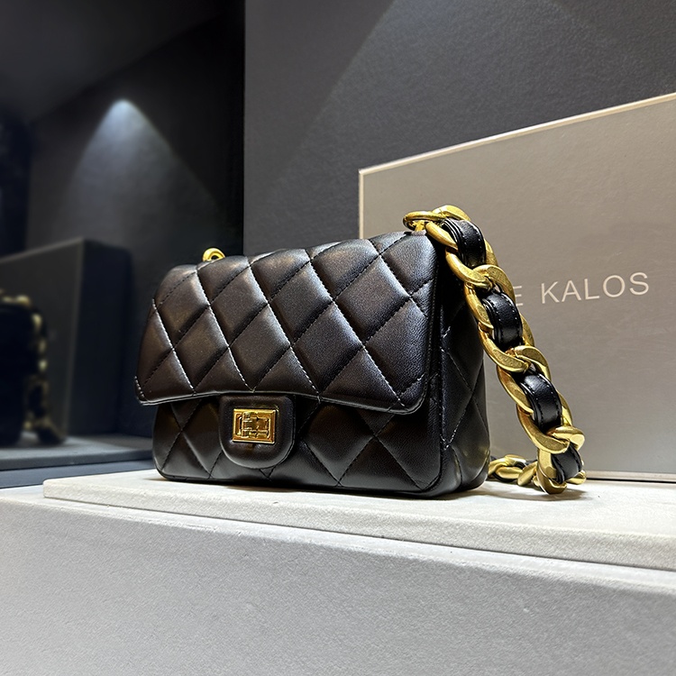 2025 new genuine leather checkered shoulder bag for women's luxury 1.1 chain caviar handbag