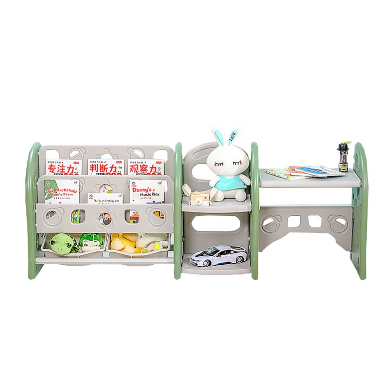 Hot selling and best quality plastic indoor children book shelf and toy cabinet bookshelf for kids storage shelves