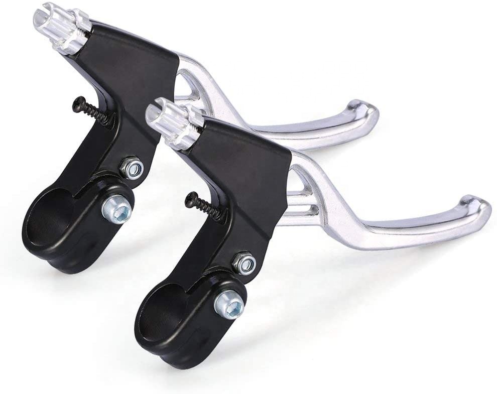 Silver 1 pair of bicycle brake lever, V brake car handle aluminum alloy brake handle universal 2.2 cm