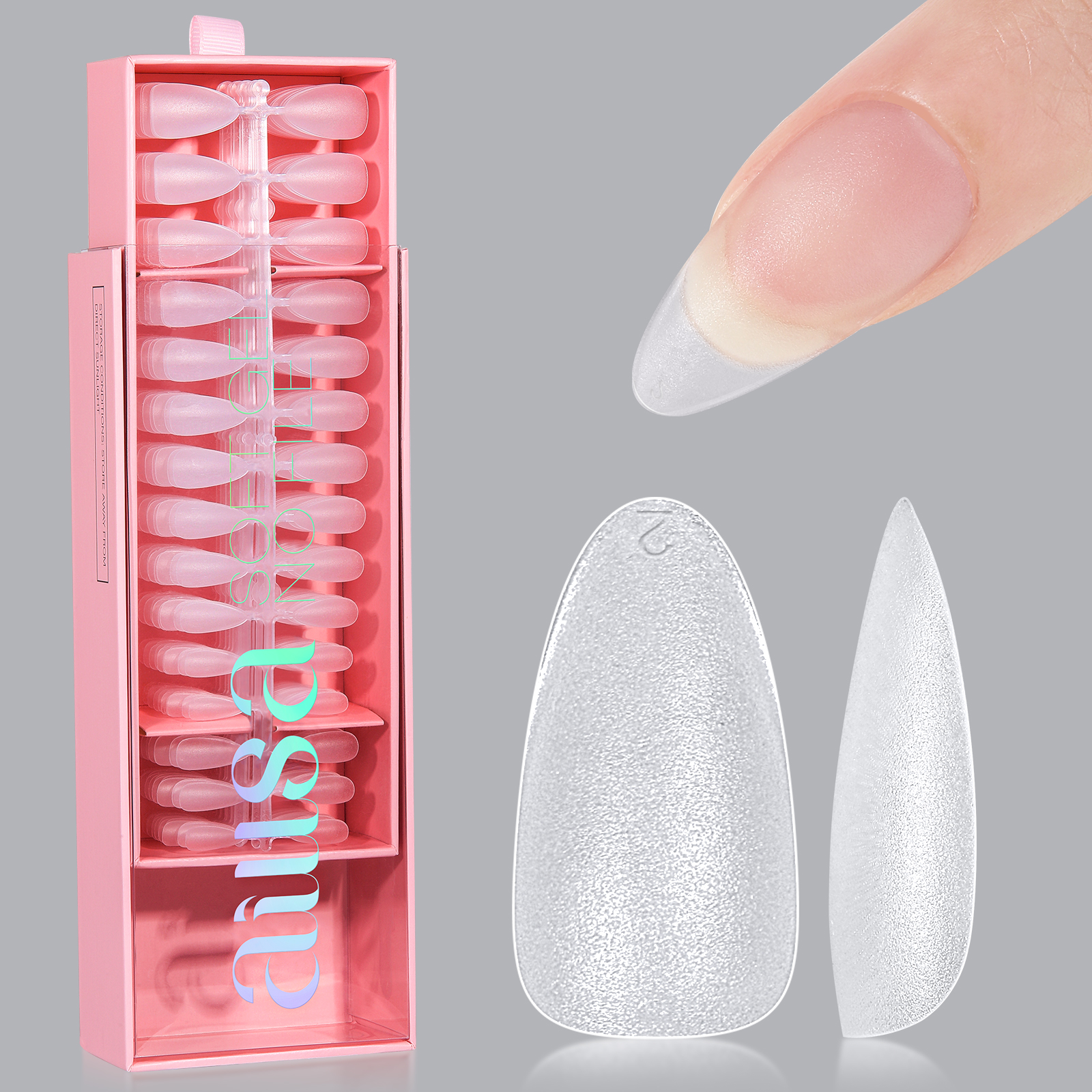 ZRKGEL 2022 NEW прибытия Almond Nail Tips 450PCS False Nail Tips 15 разных размеров двусторонняя матовая Мягкая обложка гель для ногтей советы