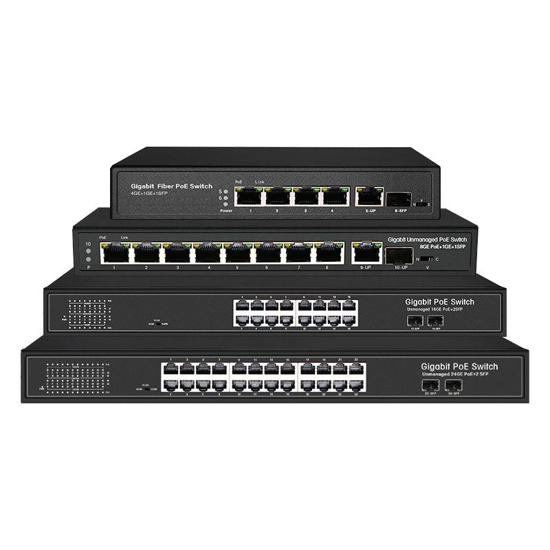 Фабричный коммутатор POE 4 8 16 24 48 портов 10/100 м и гигабитный неуправляемый оптоволоконный коммутатор Ethernet 48 в POE
