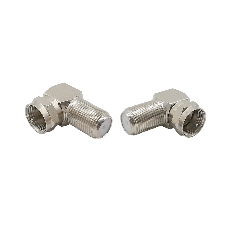 F-Type 90 Degree Adapter F Male Plug to Female Jack Socket Right Angle RF Coaxial Curved TV Aerial Antenna Cable Connector