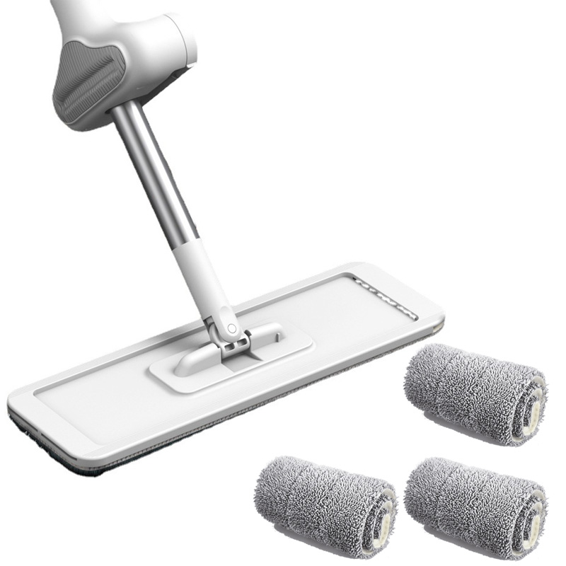 Easy Self Wringing Mop 360 Spin Lazy Flip Flat Mop with 3 Reusable Refills Wet & Dry Mop for Home Bathroom Kitchen Cleaning