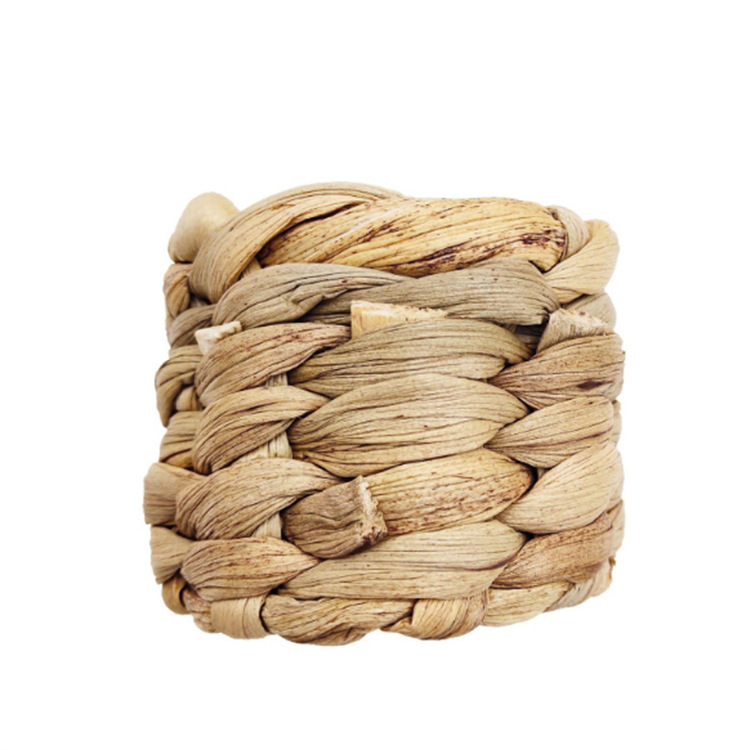Braided Serviette Buckle Rustic Napkin Ring Holders Handmade by Natural Water Hyacinth Woven table napkin ring holder