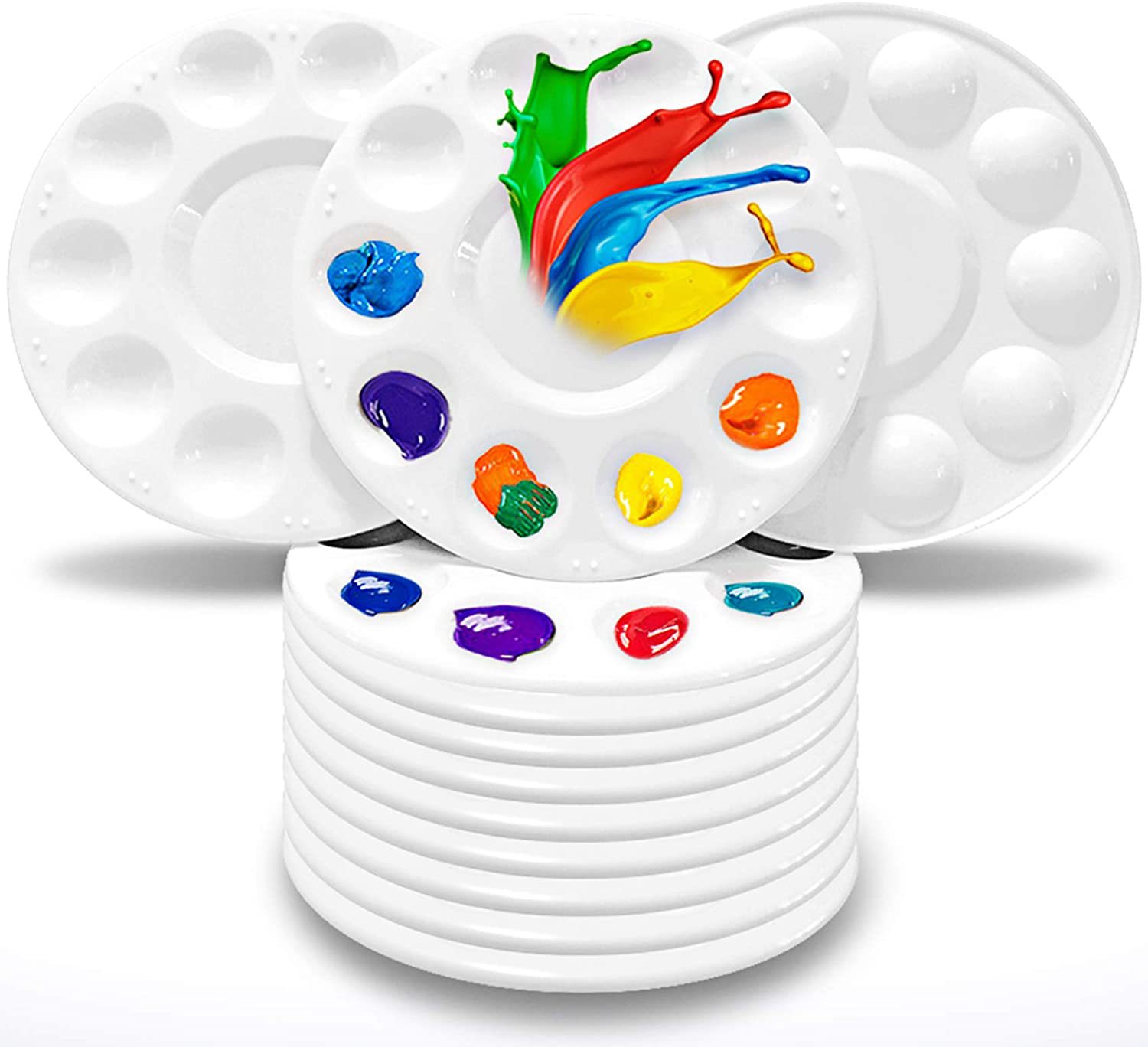 Custom Paint Palette 10 Well Round Corner Plastic Artist Paint Palette Plastic Artist Paint Palette For Watercolor Oil Painting
