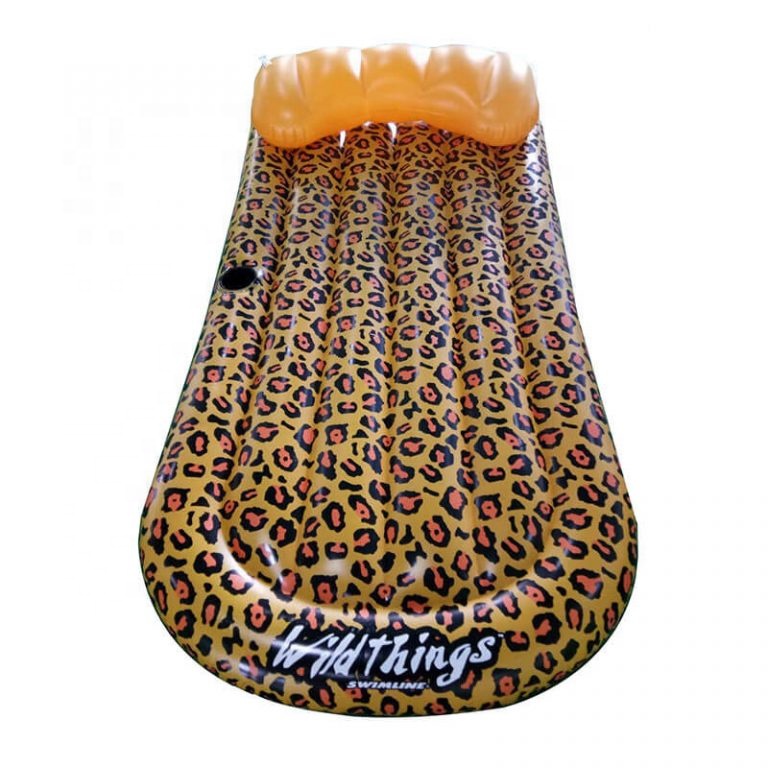 Leopard PVC inflatable pool bed, air mattress , air beach mattress with pillow
