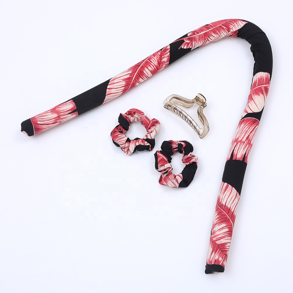 Professional Heatless Ribbon Silk Floral Printed Beauty Hair Curler Rollers Set For Long Hair