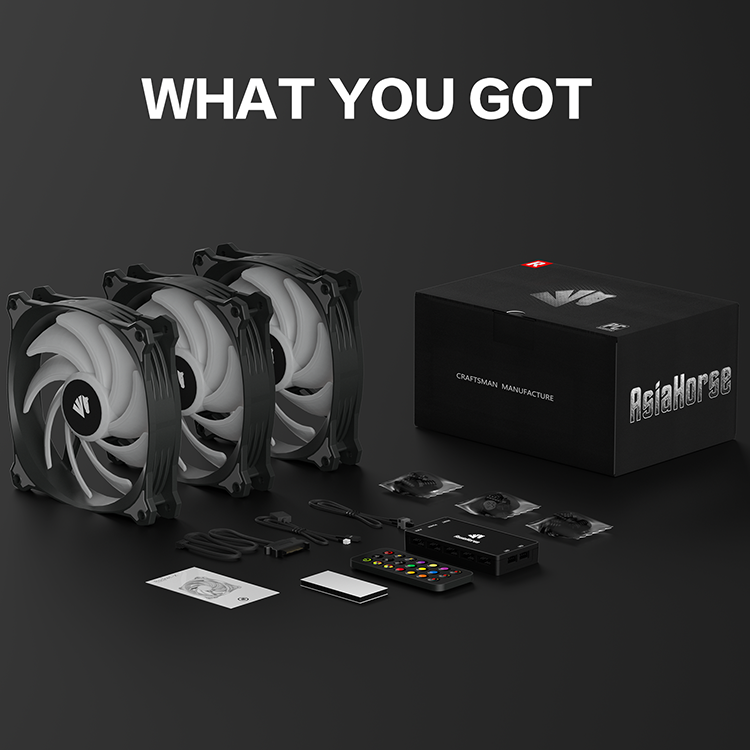 Computer Fan With Rainbow Rgb Led Lights Black Five Piece Set Cooler Computer Case Fan 120mm Pc
