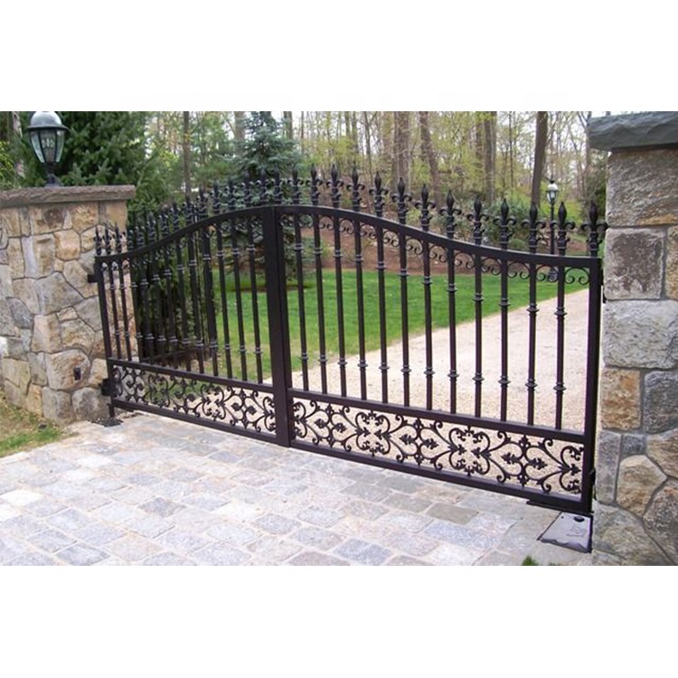 Main sliding house gate factory iron garden gate design wrought iron driveway gate