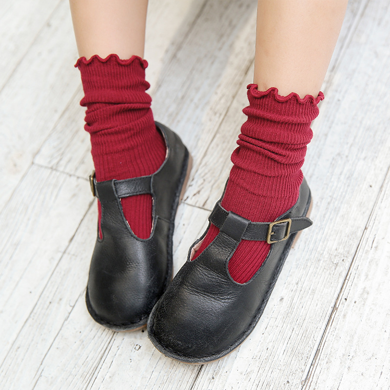 SS001 Teen Girl Sock Crew Sweat-Absorbent Casual Girls Uniform Socks For Winter Autumn Spring