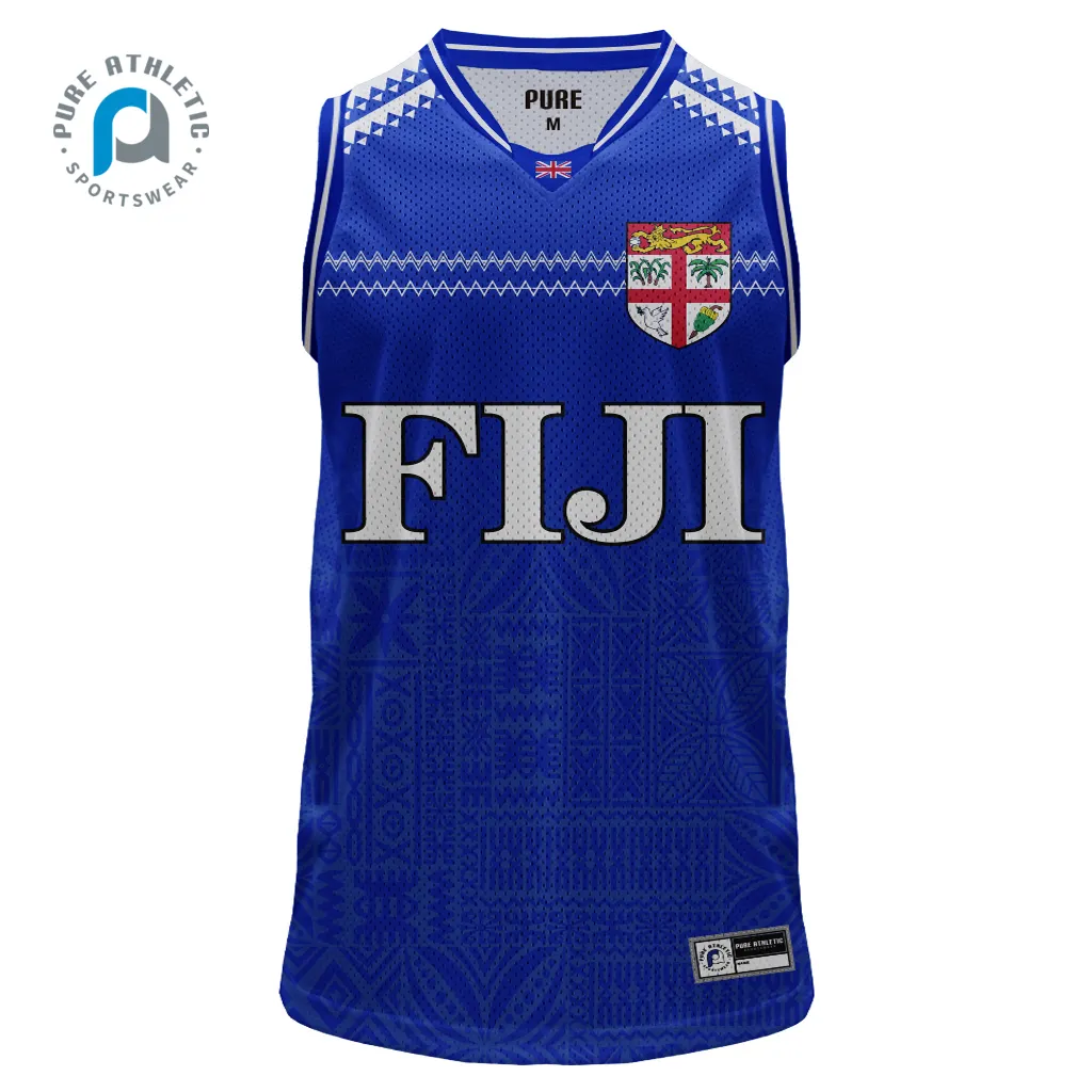 Mens Basketball Jersey Pure Dropshipping Service FIJI Men's Blue Training Jersey Team Fashionable Cheap Basketball Singlet Sportswear