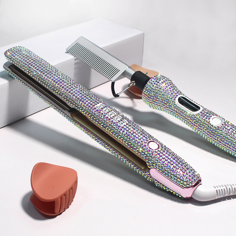 Лучшая розовая ручка Peigne Chauffant Pour Lisser Les Cheveux электрическое прессование Керамический выпрямитель для волос щетка Горячая расческа